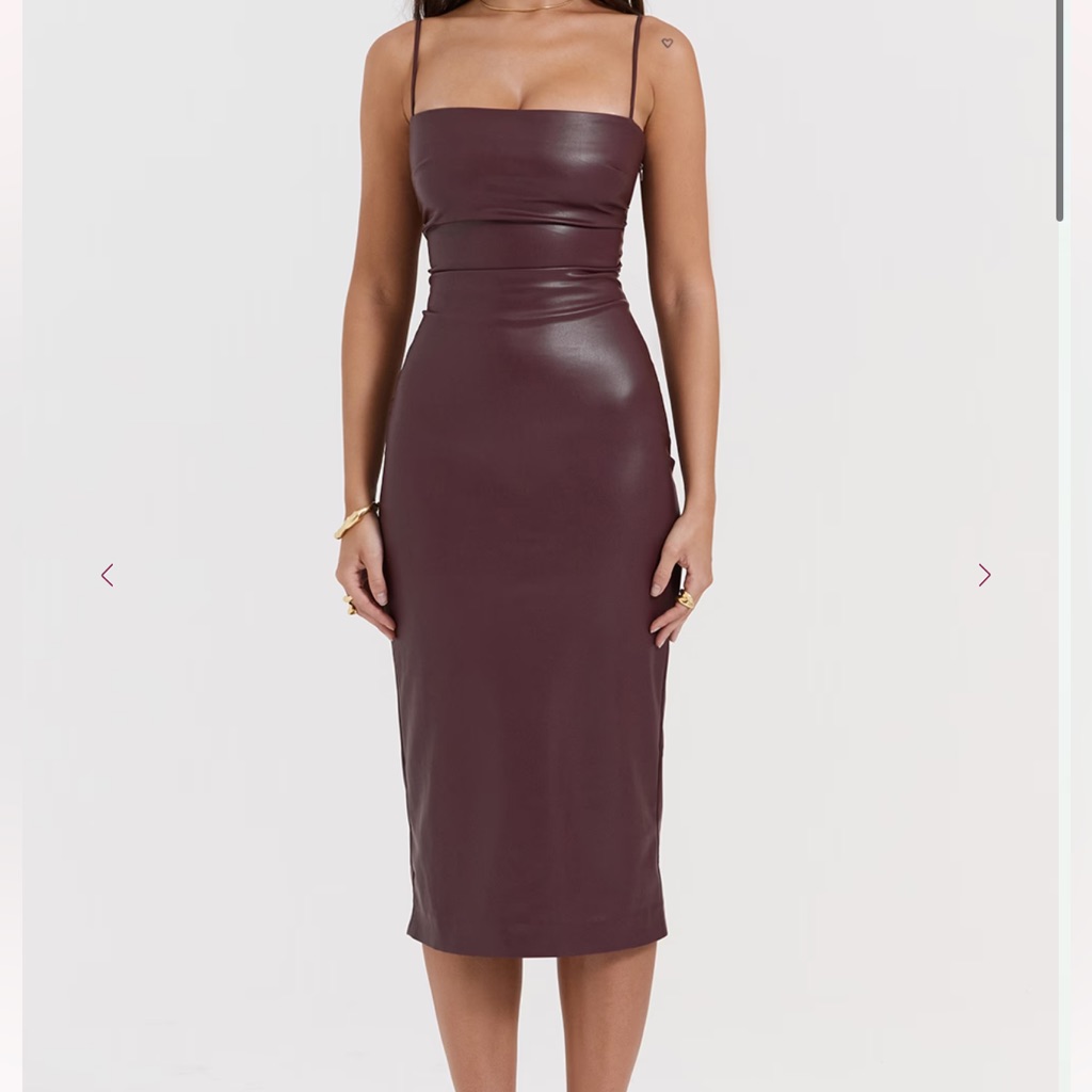Jalena Mulberry Vegan Leather Lace Back Dres.